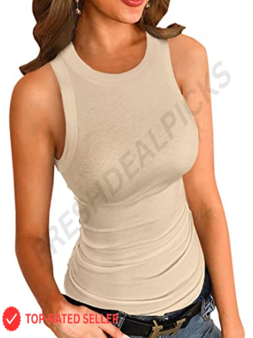 Sleeveless Racerback Ribbed Knit Tank Top Slim Fit Casual Basic Vest
